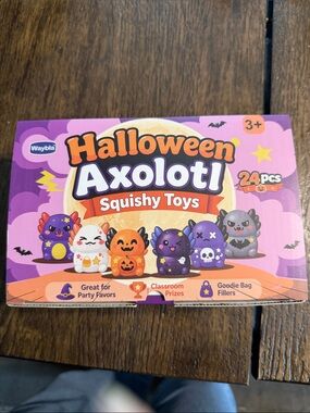 AYBL Halloween Axolotl Squishy Toy Set - Purple, Orange, White, Gray